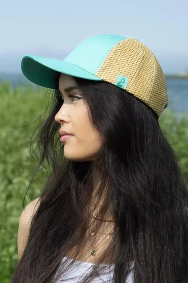 Island Vibes Baseball Cap with Raffia Online Hot Sale