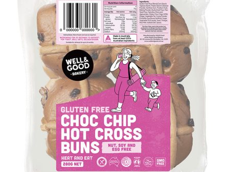 Well & Good (G F) Hot Cross Buns 4pk - Choc Chip Fashion