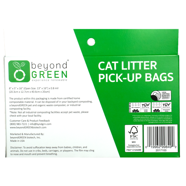 Plant-Based Cat Litter Pick-Up Bags with Handles - 100 bags For Cheap