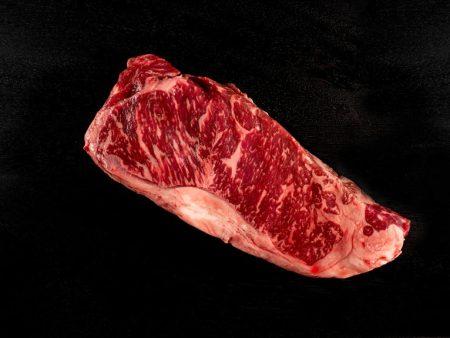 Wagyu Beef New York Strip 8+ Marbling, 14oz. For Sale