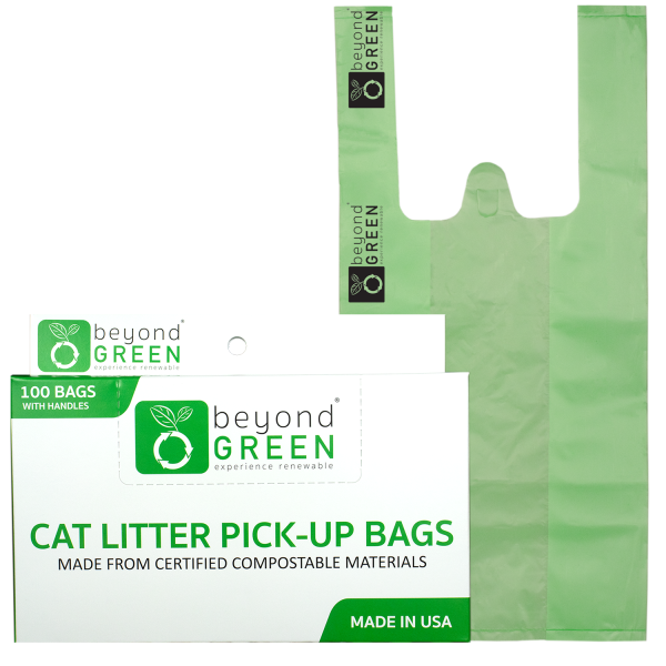 Plant-Based Cat Litter Pick-Up Bags with Handles - 100 bags For Cheap