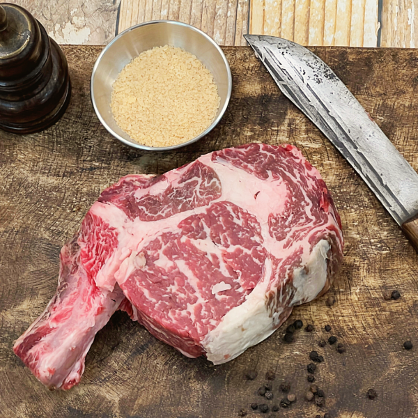 Beef DRY AGED 45 DAYS  Cowboy Steak  Frenched Bone-In Ribeye Steak 18 oz. -  U.S.D.A. PRIME Fashion