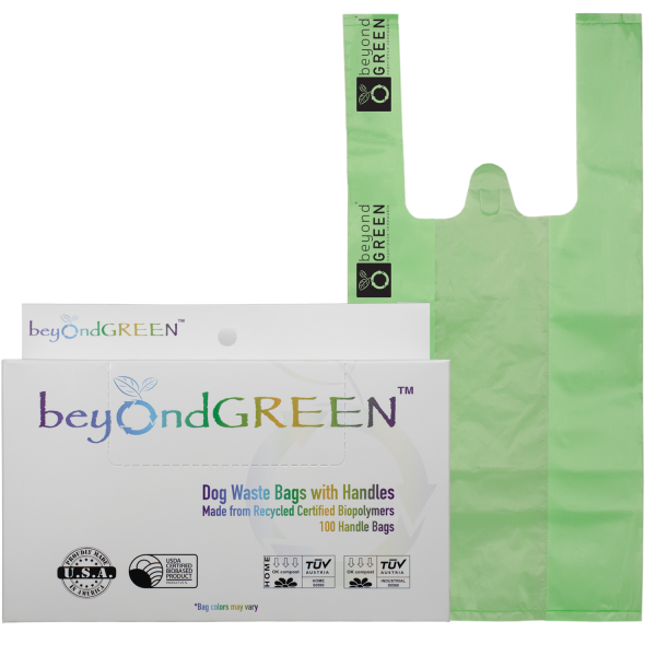 Plant-Based Dog Poop Bags with Handles - 100 Bags - Online Sale