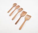 L Chaim Meats Set of 5 Acacia Wood Cooking Spoons with Jar Discount