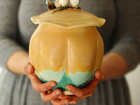 Owls and the Moon gourd shaped jar on Sale