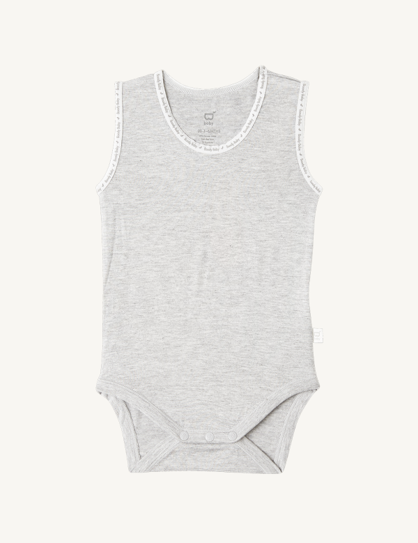 Boody Baby Sleeveless Bodysuit (0-3mths) Light Grey Marl Discount