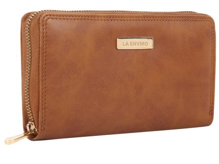 La Enviro Nia Single Zipper Wallet Tan Online