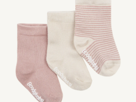 Boody Baby Socks 3 Pairs (0-3mths) Chalk Rose Online