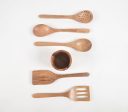 L Chaim Meats Set of 5 Acacia Wood Cooking Spoons with Jar Discount