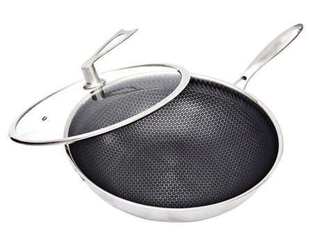 L Chaim Meats 32cm Stainless Steel Tri-Ply Frying Cooking Fry Pan Textured Non Stick Sale